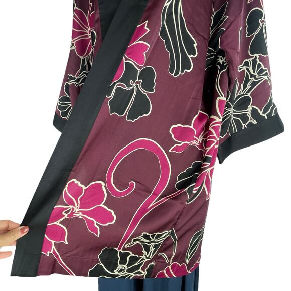 Chico's Travelers Floral Printed Kimono Jacket Deep Chianti Size L/XL - Picture 7 of 11